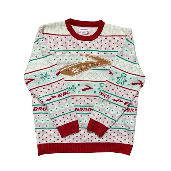 Brooks Sweater Beige Christmas Holiday Acrylic Running Ugly Winter  2XL - Picture 1 of 10